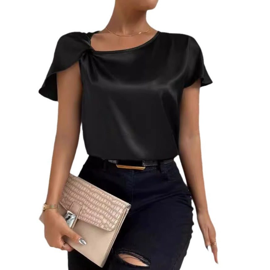 Satijnen Twist Top voor Dames - Zwart