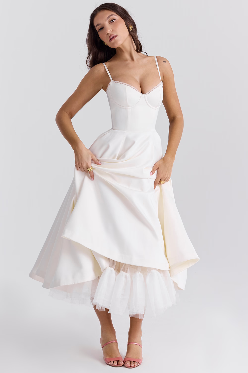 Midi Jurk met Sweetheart Hals voor Dames