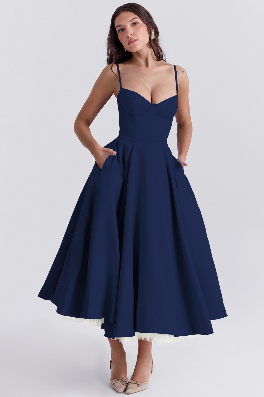 Midi Jurk met Sweetheart Hals voor Dames