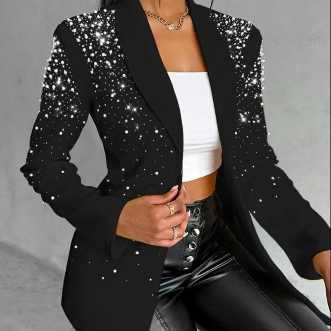 Slim Fit Blazer met Pareldetails voor Dames