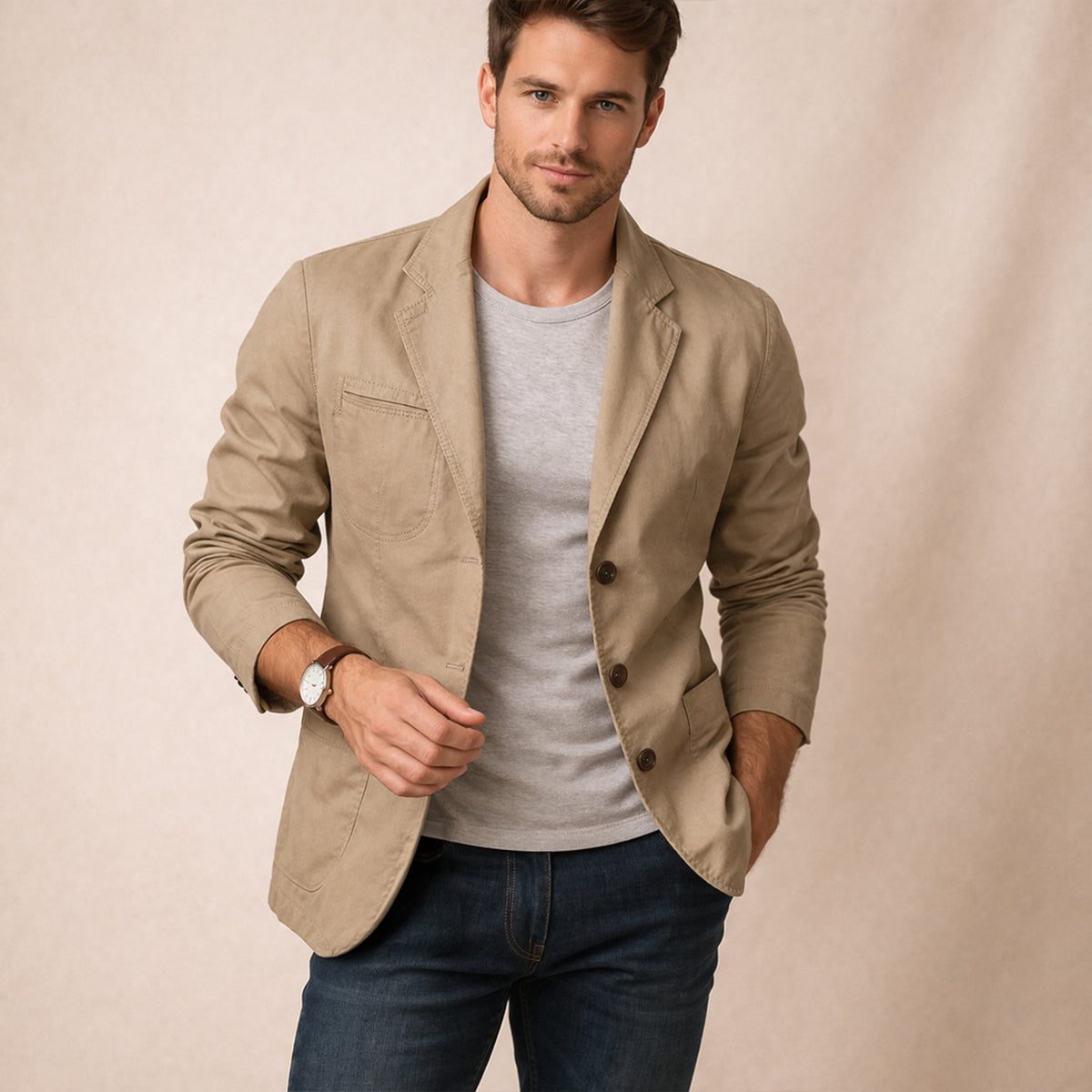 Slim Fit Blazer met Reverskraag voor Heren