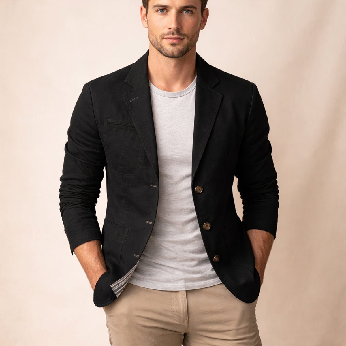 Slim Fit Blazer met Reverskraag voor Heren - Zwart