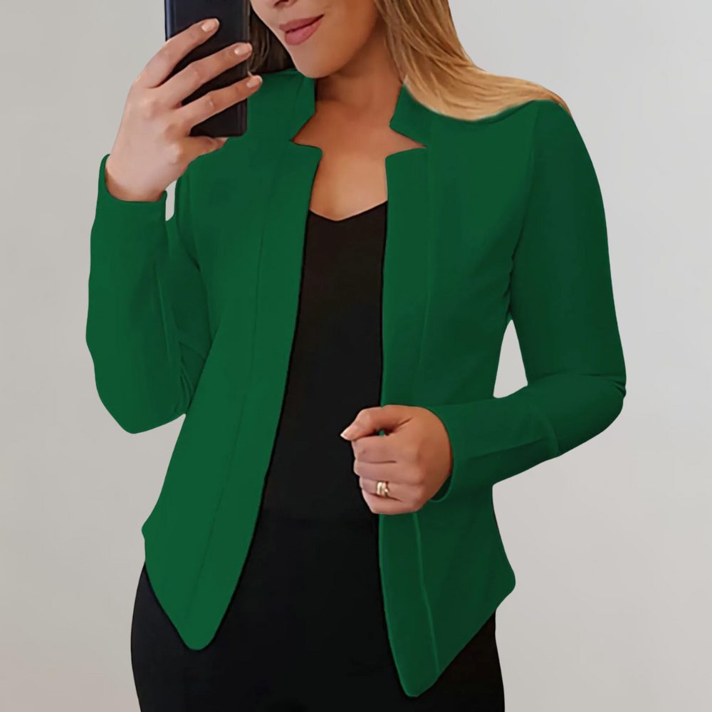 Slim Fit Blazer zonder Sluiting voor Dames - Groen