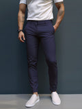Slim Fit Chino Broek met Taps Toelopende Pijp voor Heren - Marineblauw