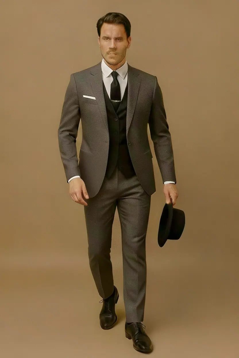 Slim Fit Driedelig Pak met Vest voor Heren - View 12