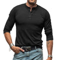 Slim Fit Henley met Lange Mouwen voor Heren - Zwart