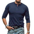 Slim Fit Henley met Lange Mouwen voor Heren - Blauw