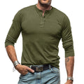 Slim Fit Henley met Lange Mouwen voor Heren - Groen