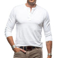 Slim Fit Henley met Lange Mouwen voor Heren - Wit