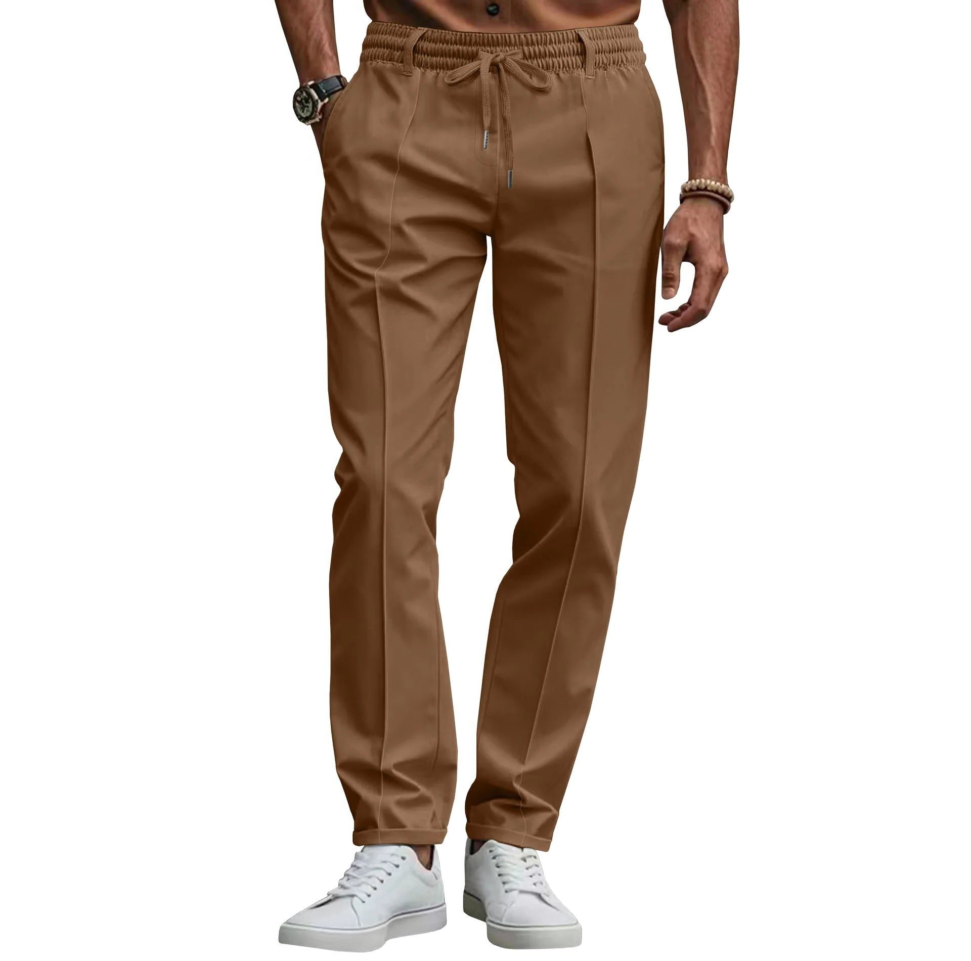 Slim Fit Pantalon met Trekkoord voor Heren - Bruin