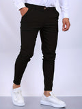 Slim Fit Stretch Pantalon voor Heren - Zwart
