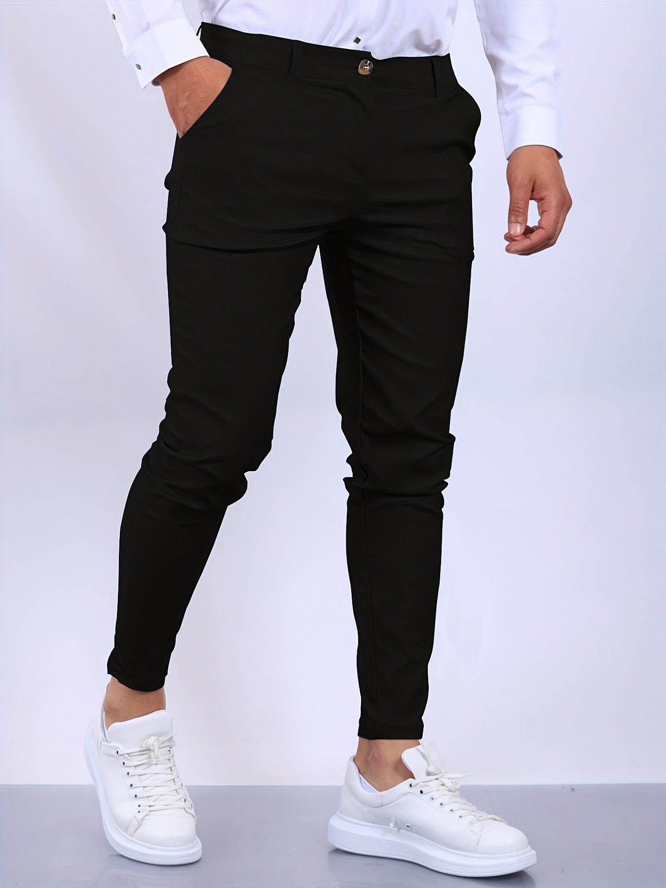 Slim Fit Stretch Pantalon voor Heren - Zwart
