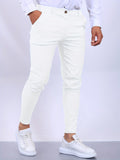 Slim Fit Stretch Pantalon voor Heren - Wit