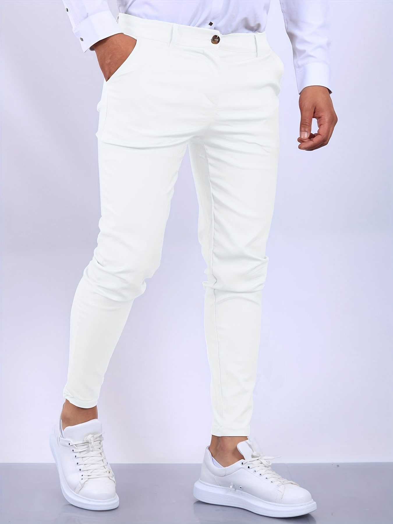 Slim Fit Stretch Pantalon voor Heren - Wit