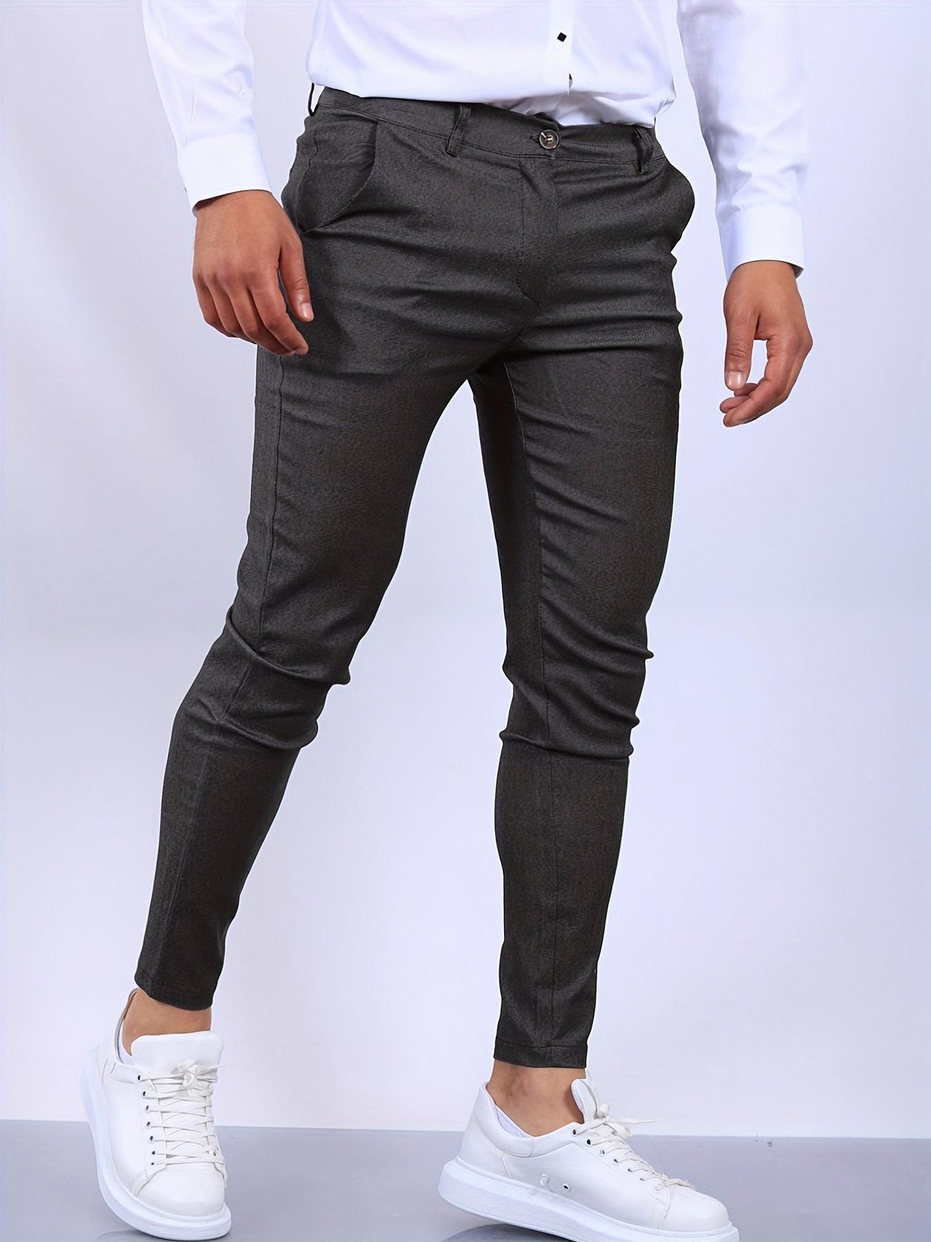 Slim Fit Stretch Pantalon voor Heren - Grijs