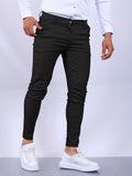 Slim Fit Stretch Pantalon voor Heren - Donkerbruin/Grijs