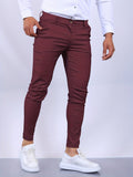 Slim Fit Stretch Pantalon voor Heren - Bourgondië