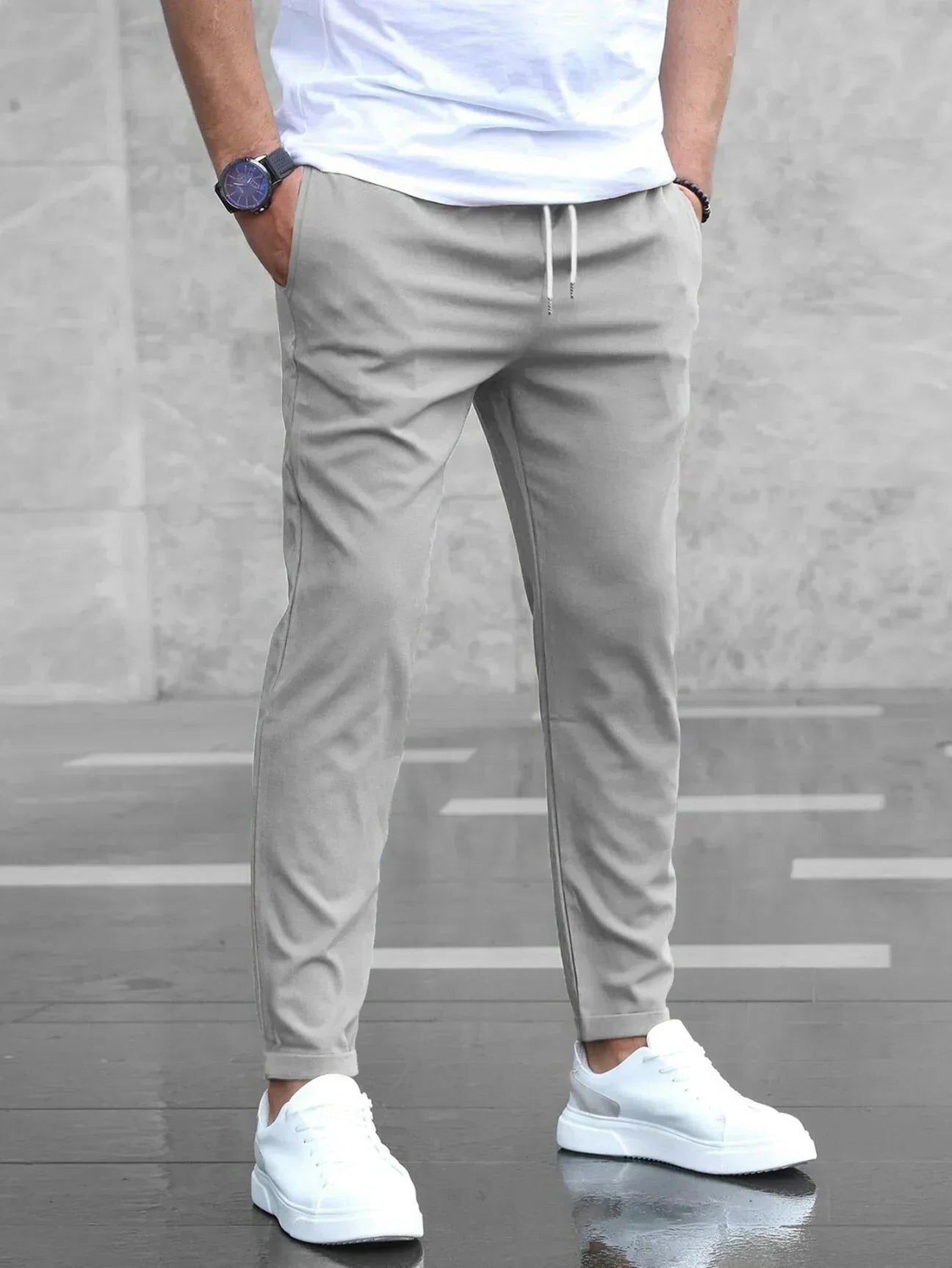 Straight Leg Chino Pantalon voor Heren - Grijs