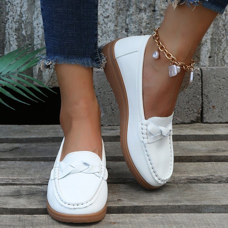 Suède Loafer met Strikdetail voor Dames - Wit