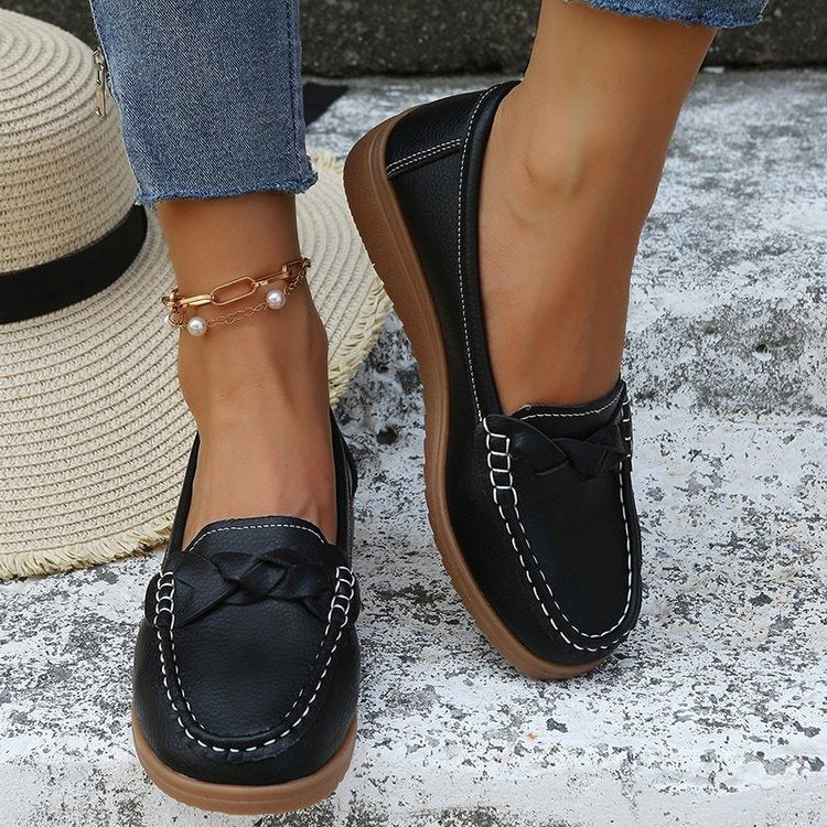 Suède Loafer met Strikdetail voor Dames - Zwart