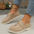 Suède Loafers met Goudkleurige Details voor Dames - View 3