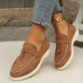 Suède Loafers met Goudkleurige Details voor Dames - Hellbraun