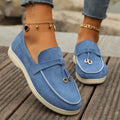 Suède Loafers met Goudkleurige Details voor Dames - Himmelblau