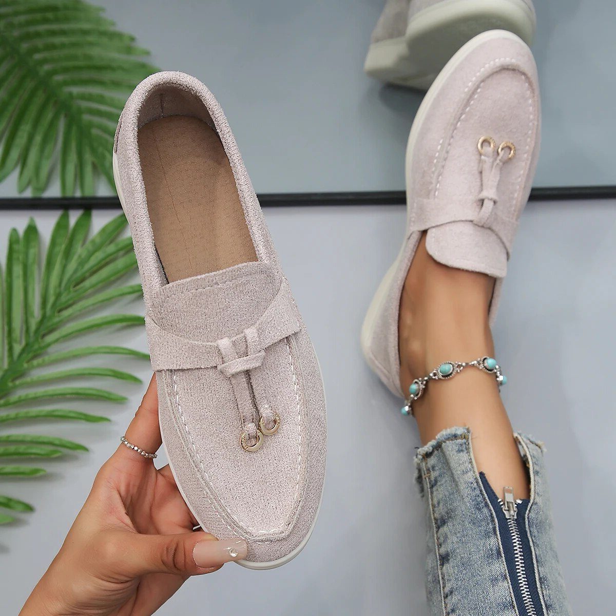 Suède Loafers met Slip-On voor Dames - Biegen