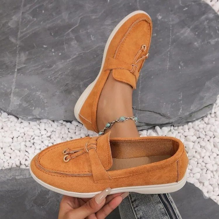 Suède Loafers met Slip-On voor Dames - Orange