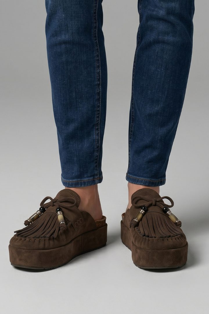 Suède Plateauzool Sandalen met Ronde Neus voor Dames