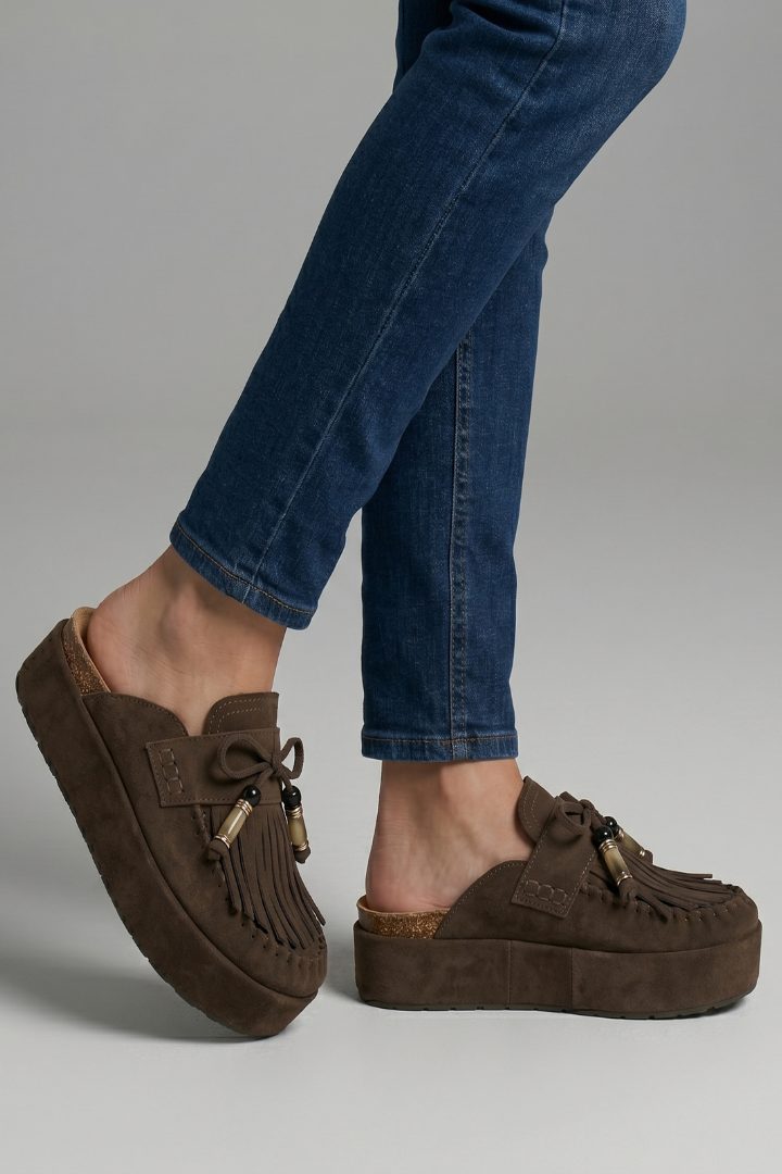 Suède Plateauzool Sandalen met Ronde Neus voor Dames - View 5