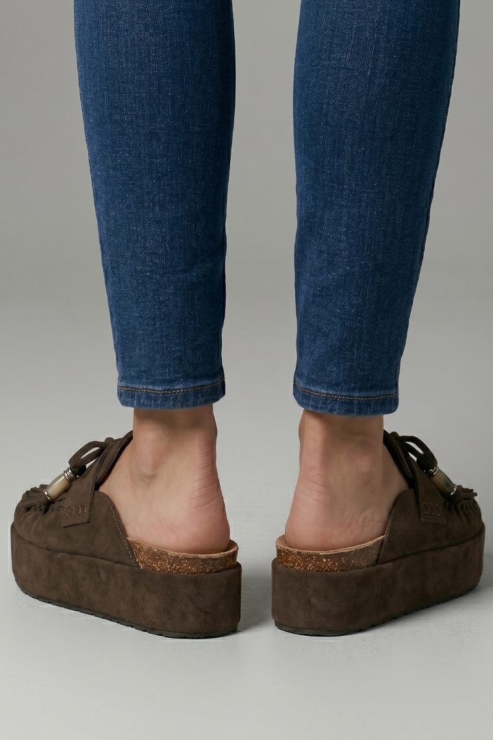 Suède Plateauzool Sandalen met Ronde Neus voor Dames - View 6