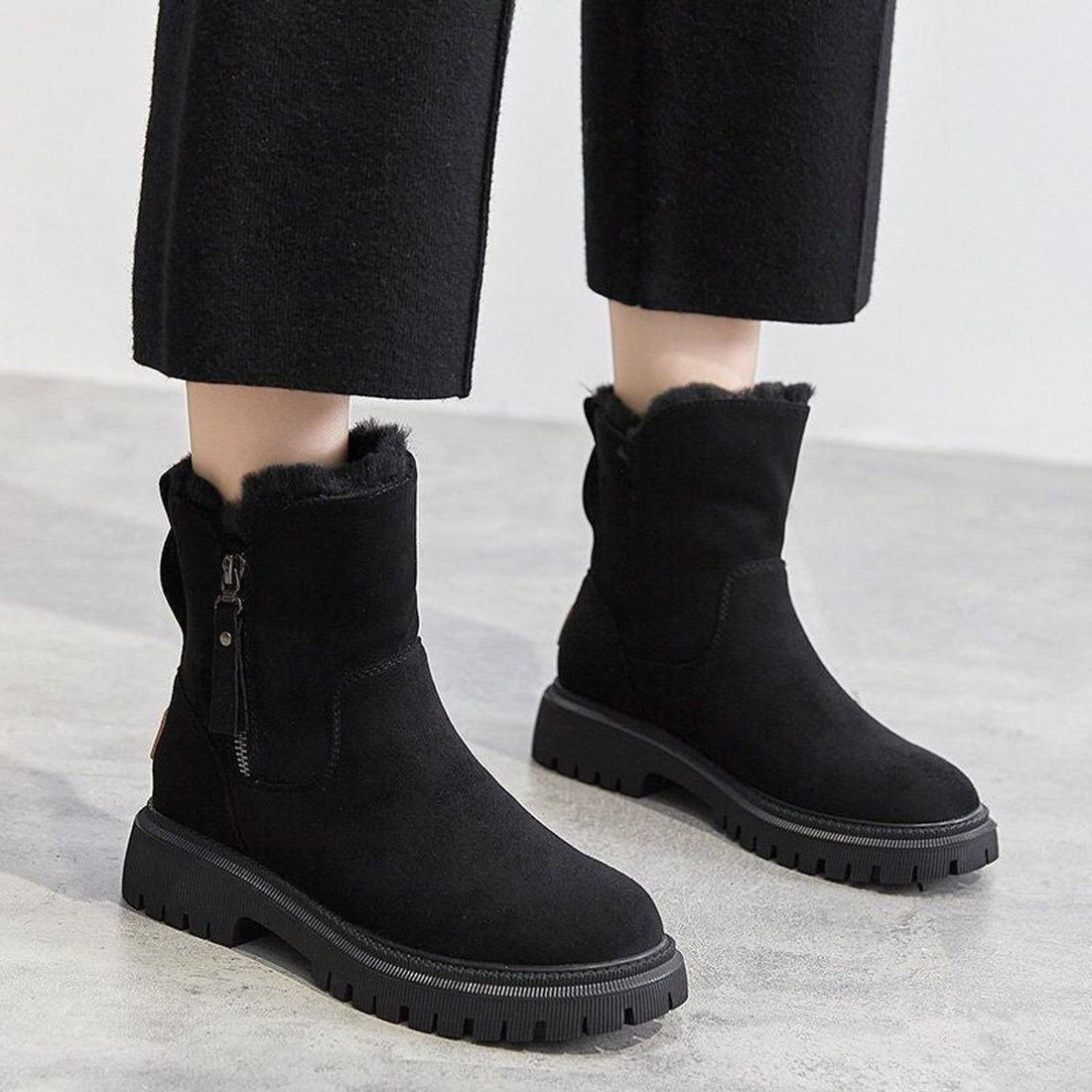 Suède Slip-On Enkellaarzen met Plateauzool voor Dames
