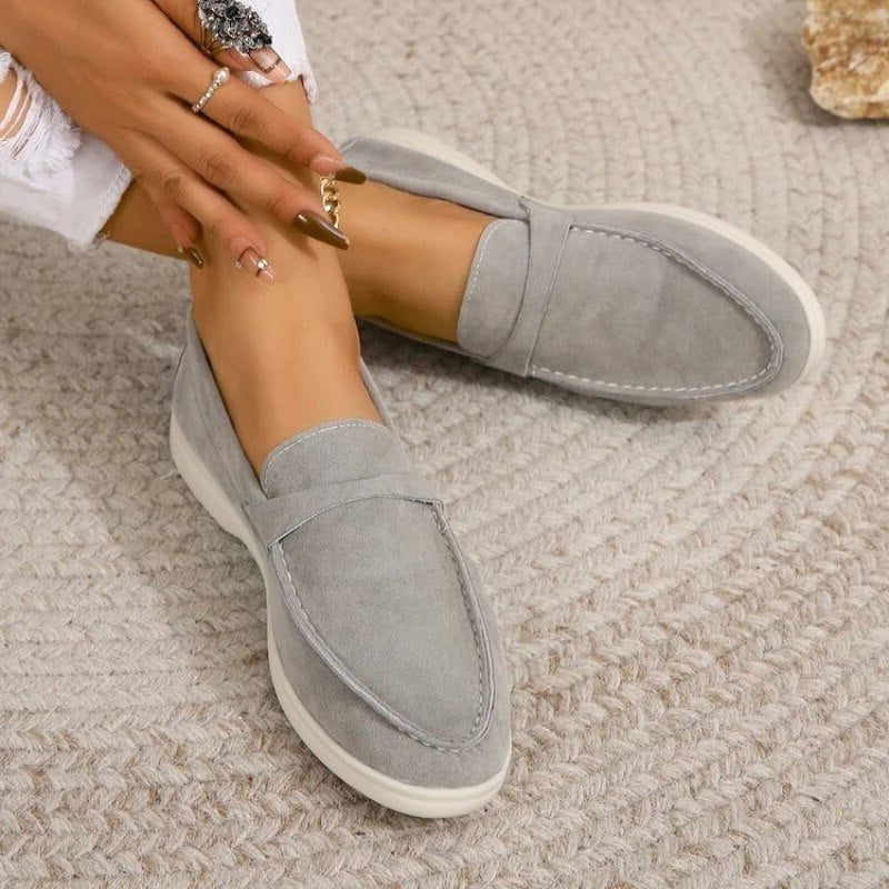 Suède Slip-On Loafers voor Dames - Grijs