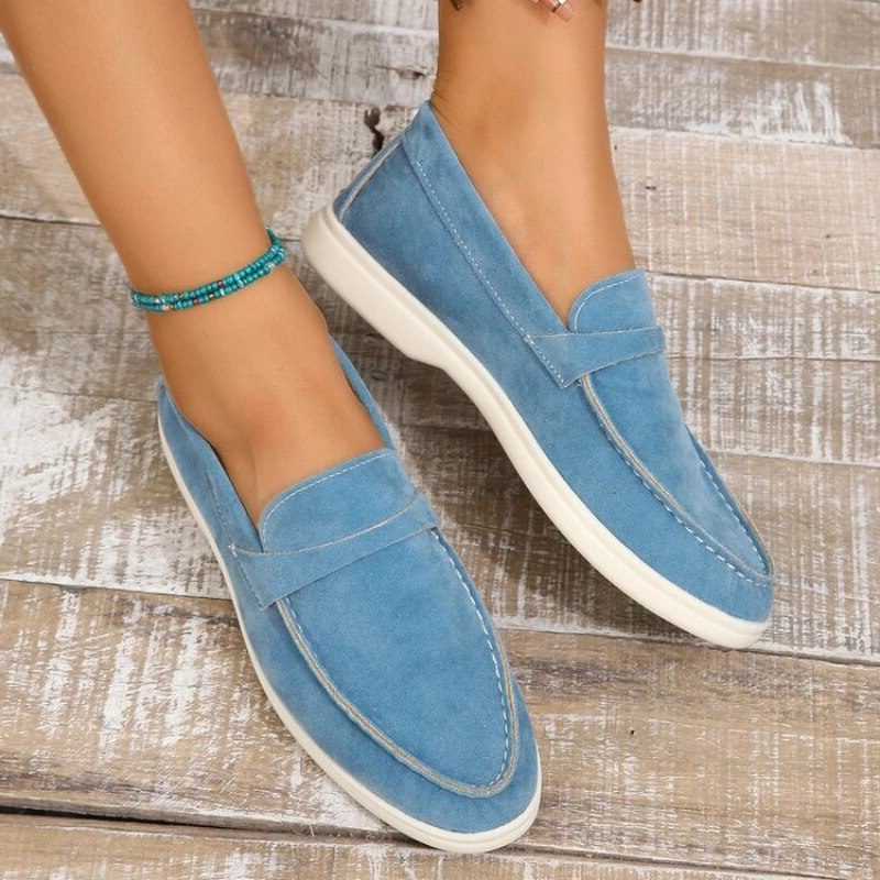 Suède Slip-On Loafers voor Dames - Blauw