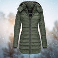 Tailleerde Puffer Jas met Capuchon voor Dames - Grün