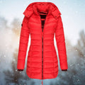 Tailleerde Puffer Jas met Capuchon voor Dames - Rot