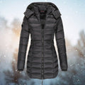 Tailleerde Puffer Jas met Capuchon voor Dames - Schwarz