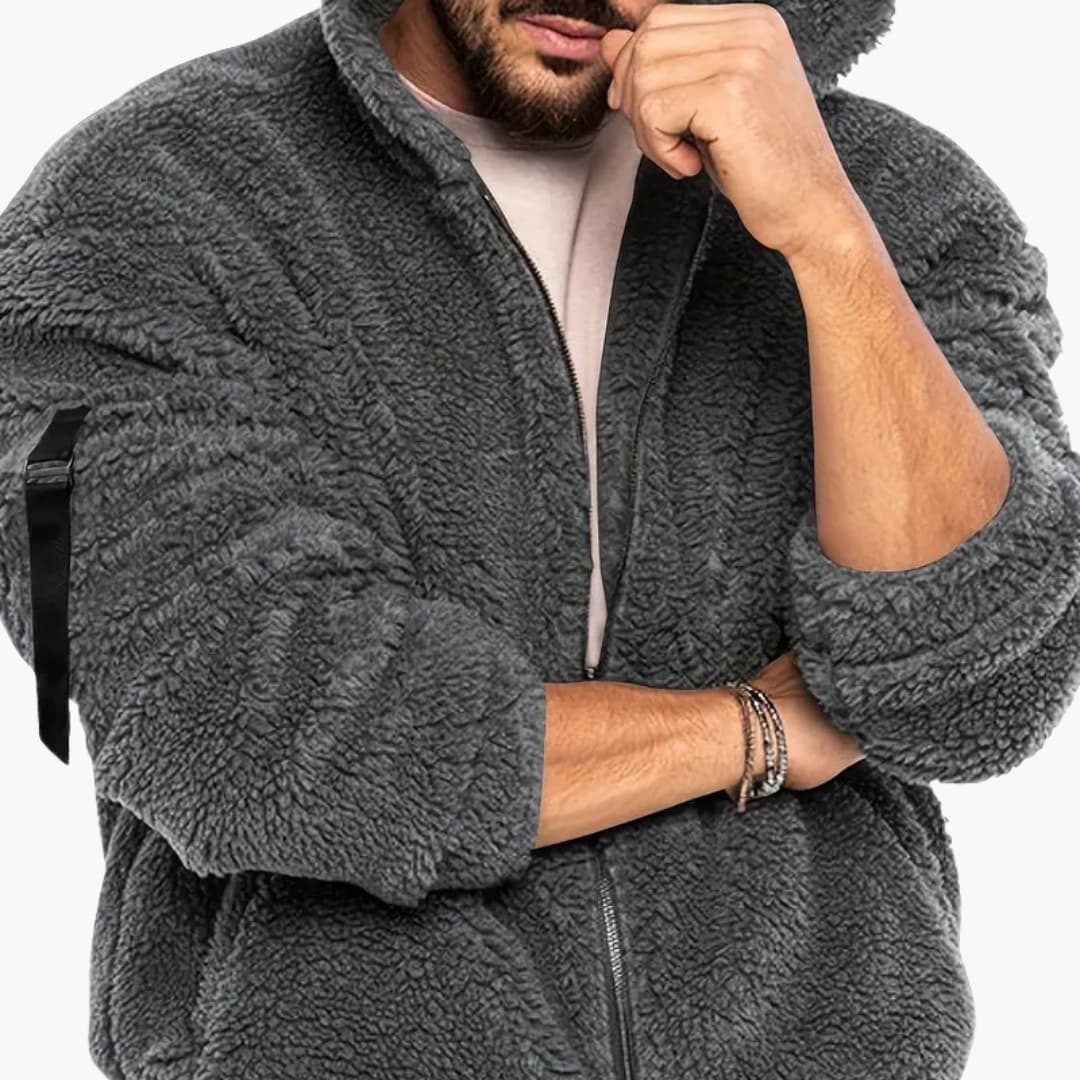 Teddy Fleece Ritssluiting Hoodie Lange Mouwen voor Heren - View 16