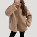 Teddy Fleece Ritssluiting Jas voor Dames - Beige