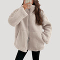 Teddy Fleece Ritssluiting Jas voor Dames - Khaki