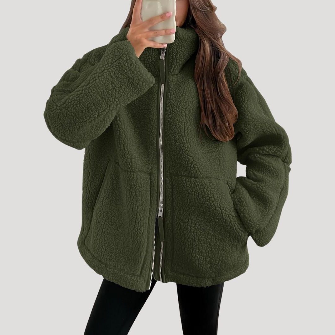 Teddy Fleece Ritssluiting Jas voor Dames - Groen