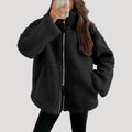 Teddy Fleece Ritssluiting Jas voor Dames - Zwart