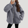 Teddy Fleece Ritssluiting Jas voor Dames - Grijs