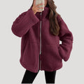 Teddy Fleece Ritssluiting Jas voor Dames - Rood