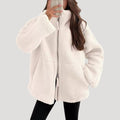 Teddy Fleece Ritssluiting Jas voor Dames - Wit