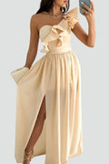 Mouwloze Maxi Jurk met Ruches en Split voor Dames