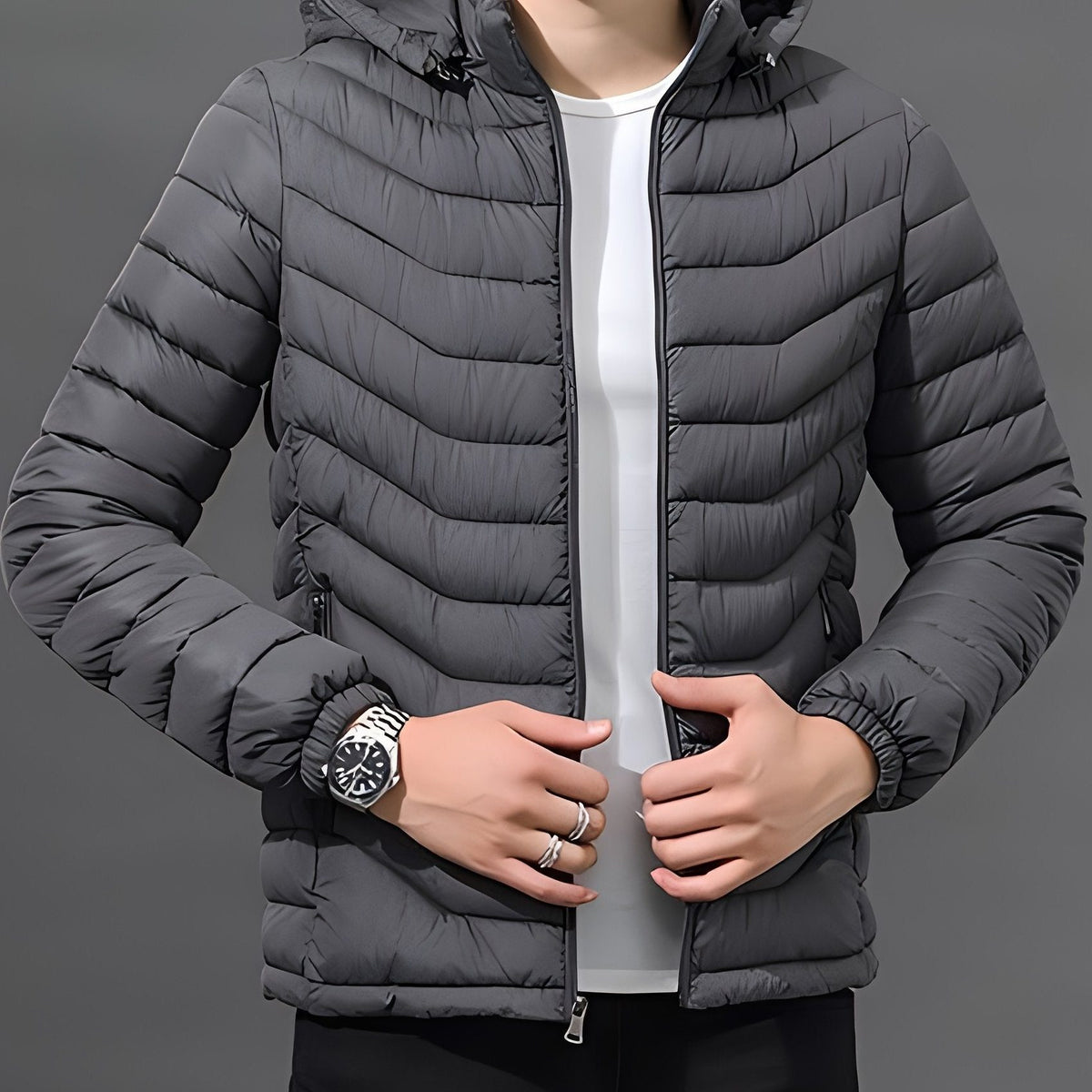 Tussenjas met Capuchon voor Heren - Grey