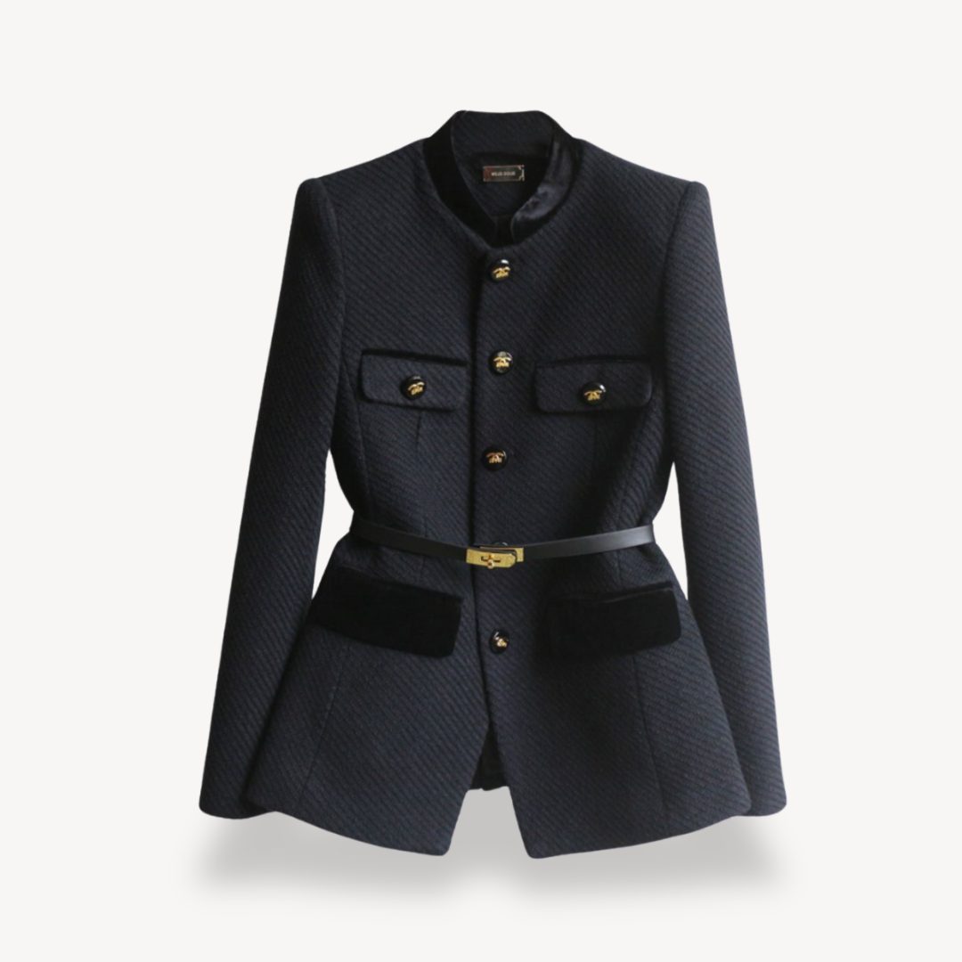 Tweed Peplum Blazer met Lange Mouwen en Riem voor Dames