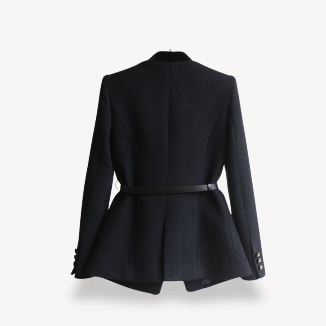 Tweed Peplum Blazer met Lange Mouwen en Riem voor Dames - View 2